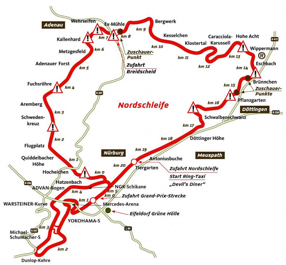 N Rburgring Experience 1 Fast Lane Travel Germany   Nurburgring Map 02 