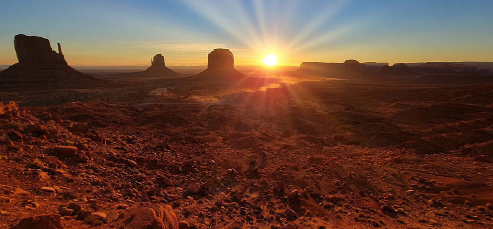 monument valley peaks at sunset