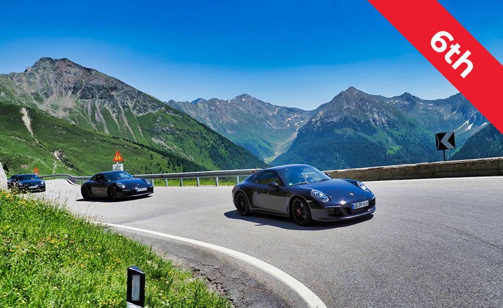Alpine Pass Porsches Driving 