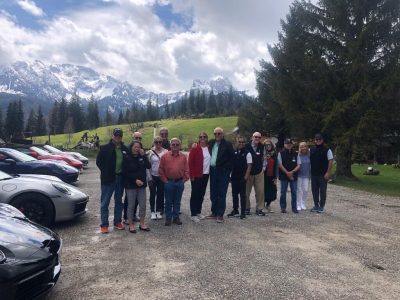 group photo mountains background