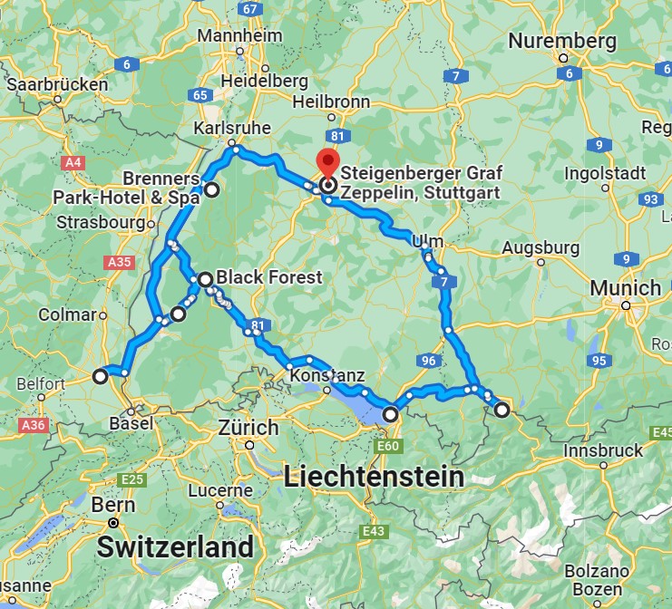 driving route for spring treffen plus